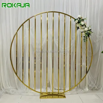 Fashion Gold Round Mesh Wedding Arch Stand for Event Decoration