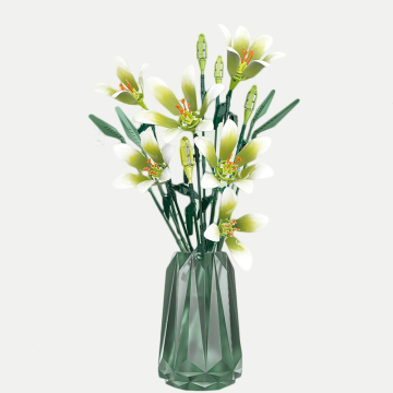 2023 New MOC Plastic Greenish Lily Flower Model Building Brick Set: DIY Furniture Decoration and Toy