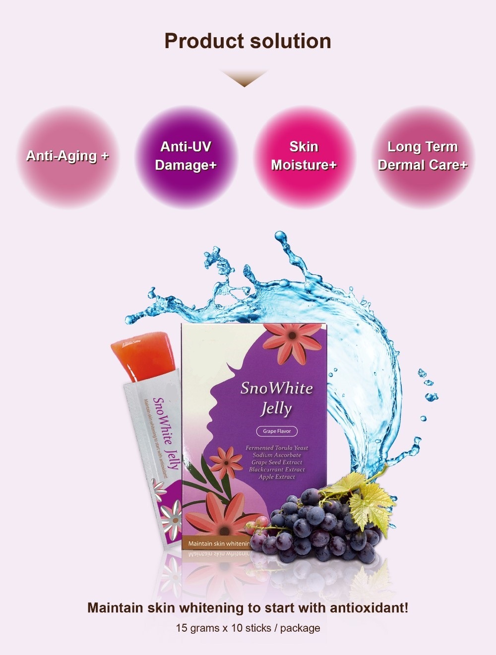 OEM/ODM Beauty Skin Supplement Natural Customized Grape Seed Blackcurrant Extract Skin Whitening Jelly