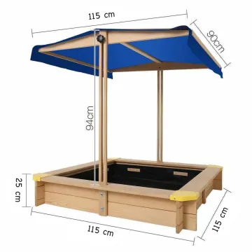 Outdoor Wooden Sandbox with Beach & Sand Toys Set: Includes Plastic Box and Canopy for Kids