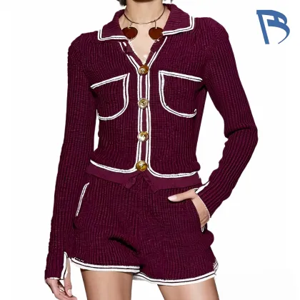 Crimson Business Knitted Set for Professional Wear