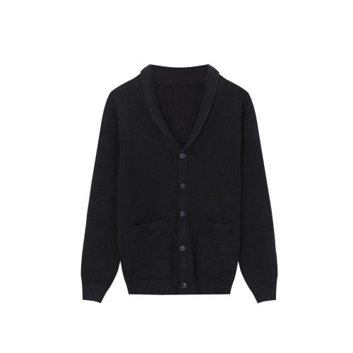 Cardigan tricoté avec poche et col châle pour hommes