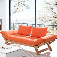 Trzy Seater Drewniane Futon Lounger Sofa Rozkładane