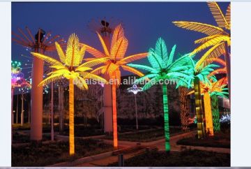 16.5ft Height outdoor artificial green flashing LED solar lighted up artificial plant Date palm trees with bark EDS06 1418