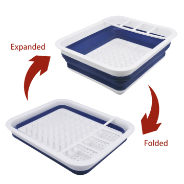 Adjustable Armrest Home Kitchen Dish Drying Basket for Fruits, Vegetables, and Drain