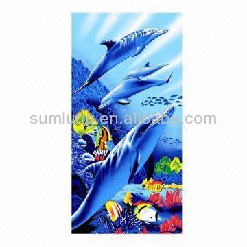 Beach Towel, Made of cotton terry, Comfortable and well water absorbency, OEM Orders Welcomed