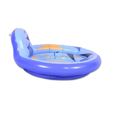 Round Blue Simple Pattern Inflatable Backrest Pool Floats