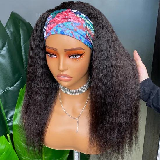 Wholesale Brazilian Virgin Raw Human Hair Wig - Kinky Straight Headband Wig at Cheap Prices