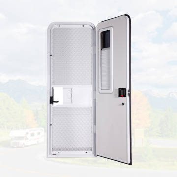 Black Aluminum Frame White Panel Sun Blind Camper RV Door