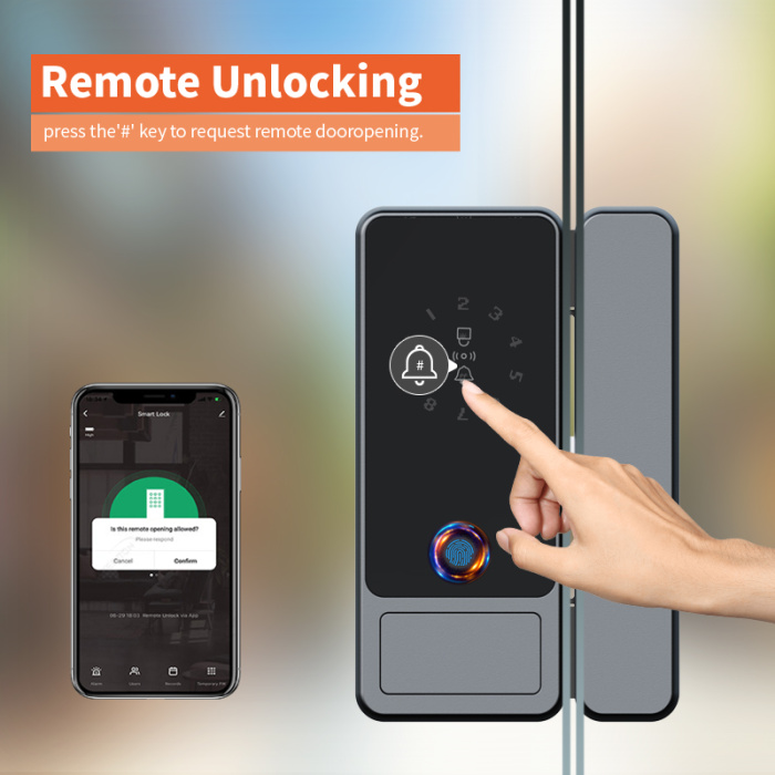 Отпечаток пальца Tuya Smart Slind Glass Door Lock Lock