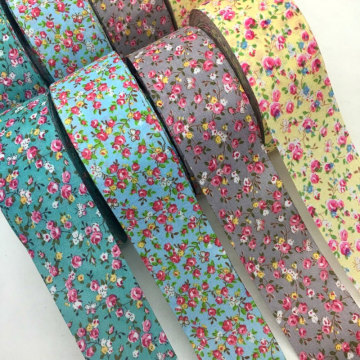 4cm 10Y Flowers Cloth Printed Fabrics Ribbon for Textile Apparel Sewing Bias Binding Handmade DIY Craft Gift Floral Packing