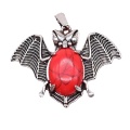 Red Turquoise 13X18mm Cabs Antique Silver Alloy Antique Silver Alloy Bat Pendant Keychain