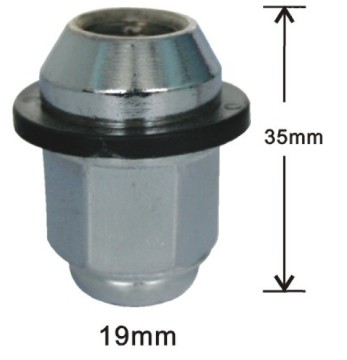 Bulge acorn with black washer wheel nuts
