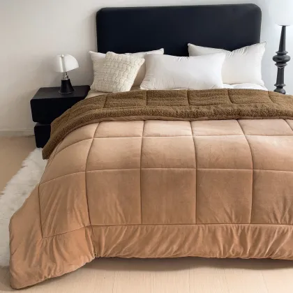 High Quality Thick Quilted Sherpa Velvet Fabric Weighted Blankets for Home and Hotel