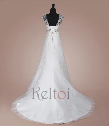 A line sweep train italian decent wedding dress