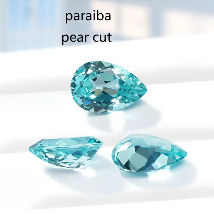 Lab Grown Paraiba Sapphire Pear Cut Gemstone