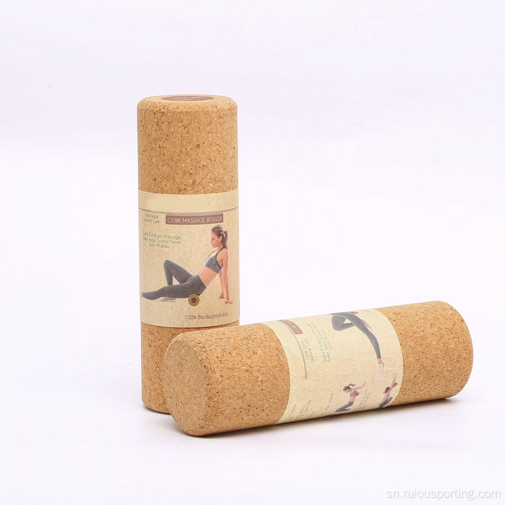 Wooden cork yoga roller yekudzosera kurwadziwa