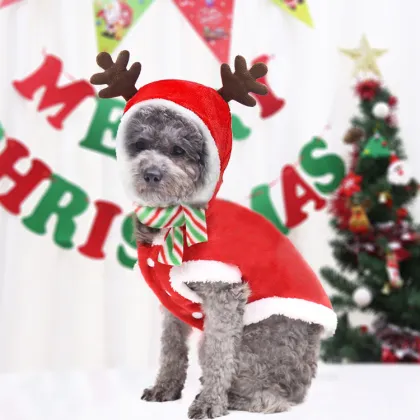 Pet Christmas day dress up costumes fashion high-end brand winter flannel elk dog clothes cat pet clothes