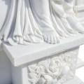 Carved White Marble Statues Pair Floral Alcove Decor
