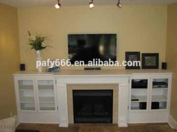 Large mantel with built in bookshelves