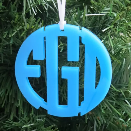 Color Acrylic Circle Christmas Ornament Monogram Acrylic