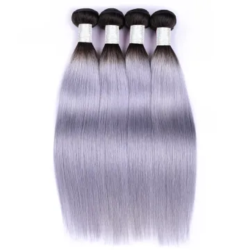 Human Hair Weaving Bundles Remy Hair Brazilian Hair Silky Straight Wave Machine Grey New Arrival Ombre Color 1b 8A Grade