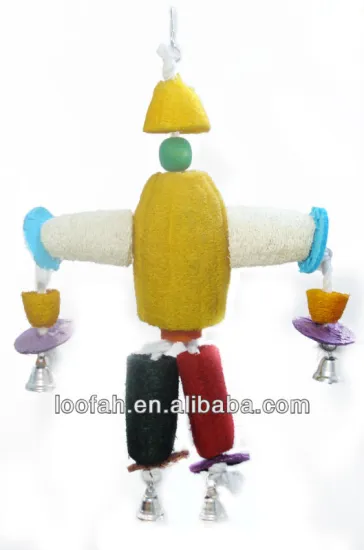 cute toy with loofah for birds