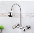 Wall Mounted Kitchen Faucets SS Dual Hole 360 swivel kitchen Cold and Hot Mixer Tap with universal head