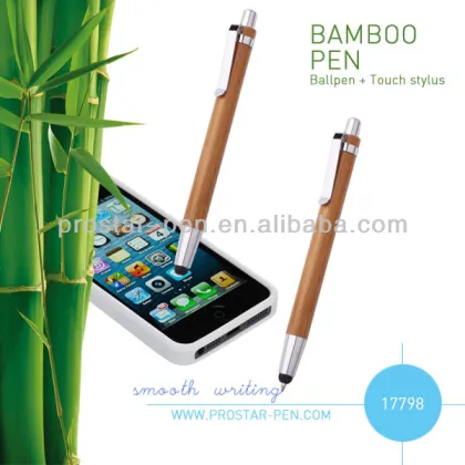 hot sale new push action Eco Bamboo touch pen