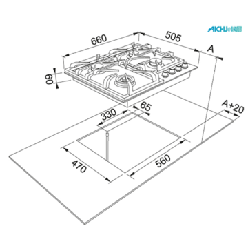 Black Fragranite Hob Gas Ceramic Glass Hob