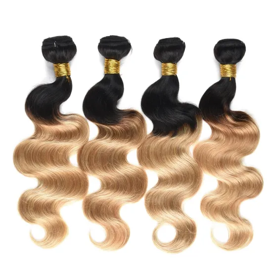 Raw ombre Hair,Virgin Human Hair Body wave Hair,1b/27 # Hair Weave