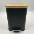 Bamboo Lid Foot Pedal Powder Coated Waste Bin