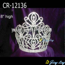 8 Inch Silver Plated Rhinestone Round Tiara