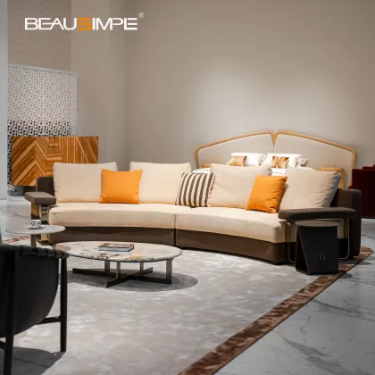 Italian Curved Genuine Leather Moore Sofa
