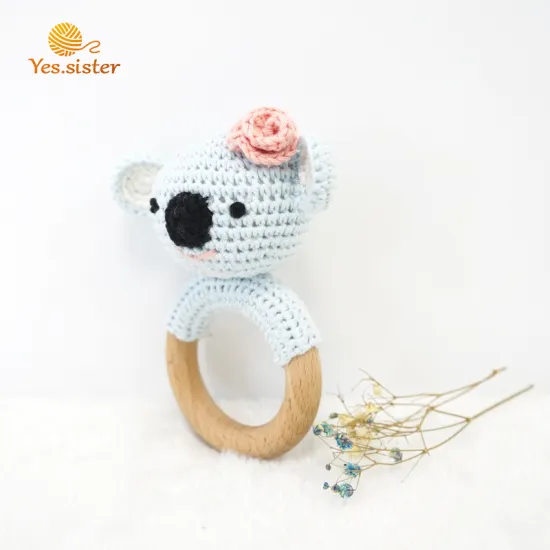 Crochet Beech Wood Koala Teether Baby Toys