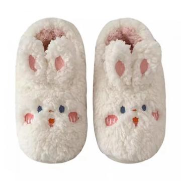 Pink bunny plush house slippers