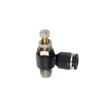 Black SL Series 4MM One Touch Throttle Valve for Pipe Joint Male Thread Copper and Brass Elbow Air Flow Speed Control Fitting
