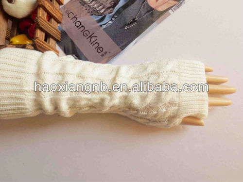 WARMER BLACK WHITE STRIPE LONG FINGERLESS GLOVES MITTEN