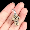 Dalmation Jasper Mushroom Wizard Cap Pendant for Making Jewlery 15X20mm Stone Halloween Charms