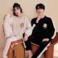 couples long sleeve thick warm pajamas