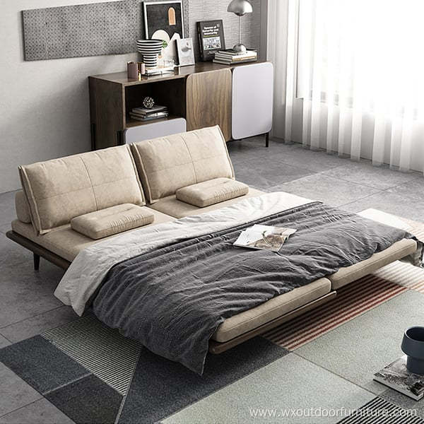 Soft Modern Home Furniture Hotel 3 seat Wood Frames Fabric Leather Living Room Folding Sofa Bed with Storage