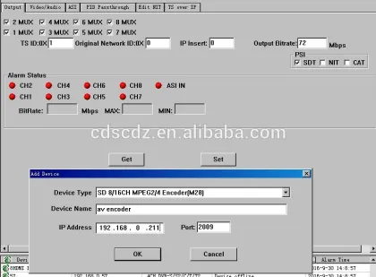 8 video audio in,ASI+IP/MPTS/SPTS out av to asi encoder (8AV+1ASI in,ASI+IP spts mpts out)