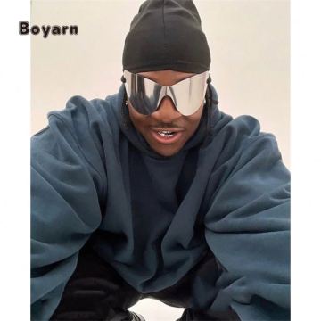 Boyarn Lentes De Sol Custom One Piece Rimless Silver Mirror Shield Sun Glasses