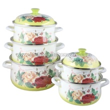 5pcs Shining Enamel Turkish Cookware Pot Set with hollow handles