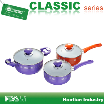 Forged Aluminum Ceramic Coated Purple Orange Sauce Pan