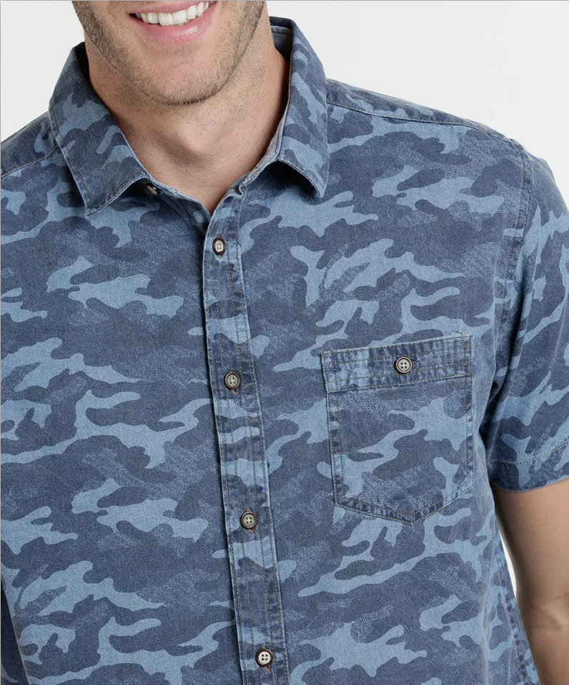 Army printing cotton short sleeve Casual mens shirts