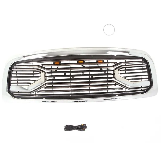 auto parts led lights custom big horn replacement shell chrome front bumper grill fit for dodge ram 1500 2009 2013