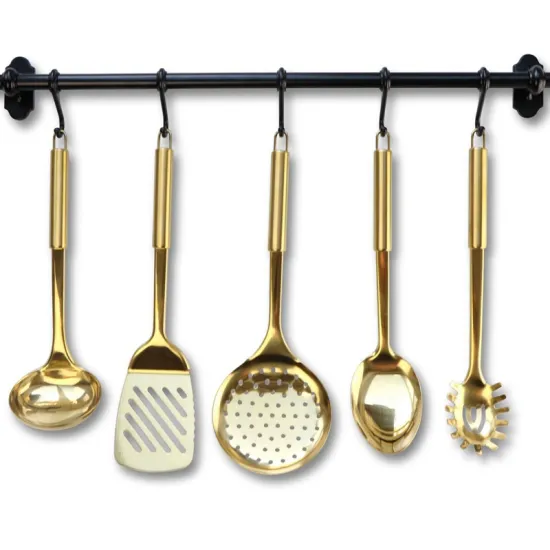 Stainless Steel Gold Cooking Utensils Set Spatula