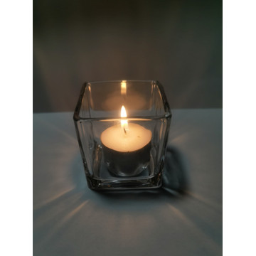Fancy square glass candle holder, glass candle jar