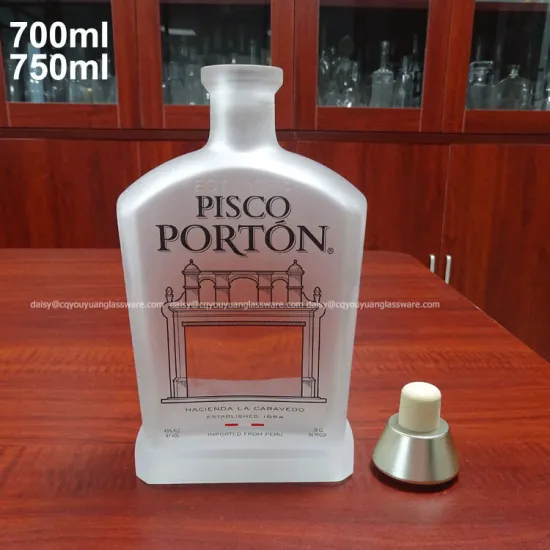 Peru Pisco 750ml flask fancy frosted wine bottles for sale